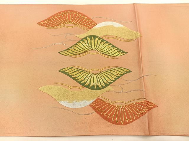 平和屋着物◎太鼓柄袋帯 総駒刺繍 笠松 金銀糸 引箔 正絹 逸品