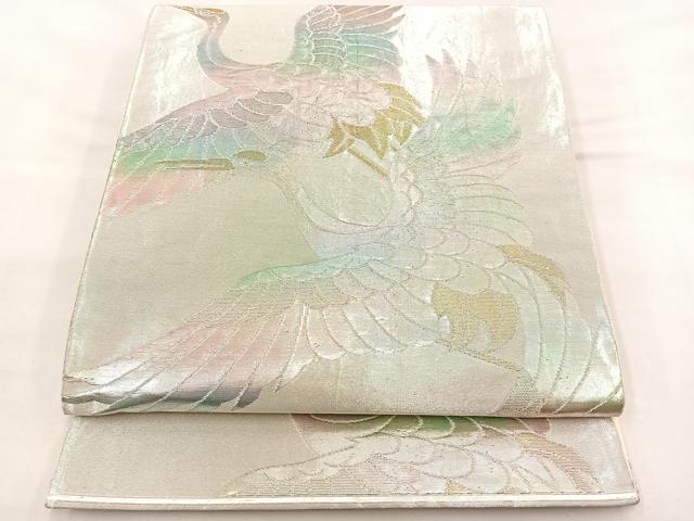 平和屋着物◎六通柄袋帯 飛鶴文 金銀糸 引箔 正絹 逸品 BAAS7315hz