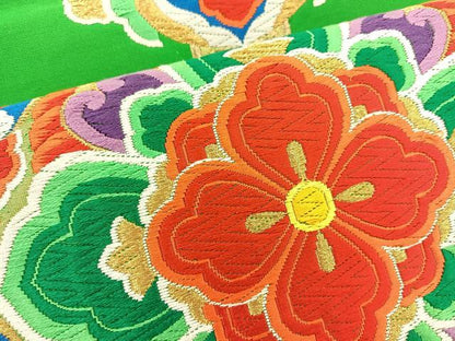 平和屋着物◎六通柄袋帯 唐織 正倉院花文 金糸 正絹 逸品 BAAS7316hz