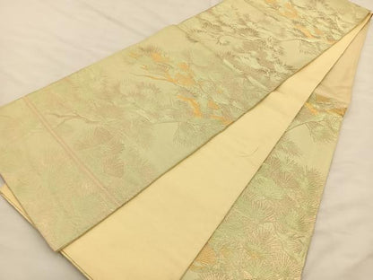 平和屋着物◎六通柄袋帯　枝松文　金糸　正絹　逸品　BAAS7318hz