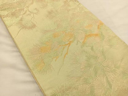 平和屋着物◎六通柄袋帯　枝松文　金糸　正絹　逸品　BAAS7318hz