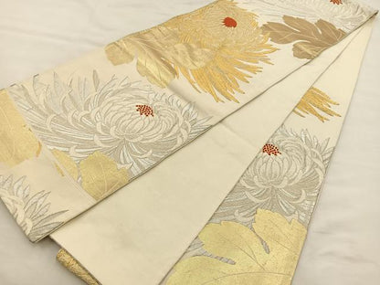 平和屋着物◎六通柄袋帯 唐織 乱菊 金銀糸 正絹 逸品 BAAS7319hz