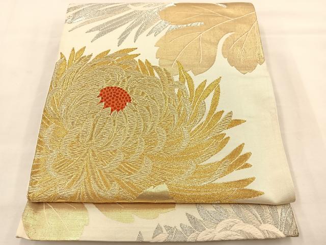 平和屋着物◎六通柄袋帯 唐織 乱菊 金銀糸 正絹 逸品 BAAS7319hz