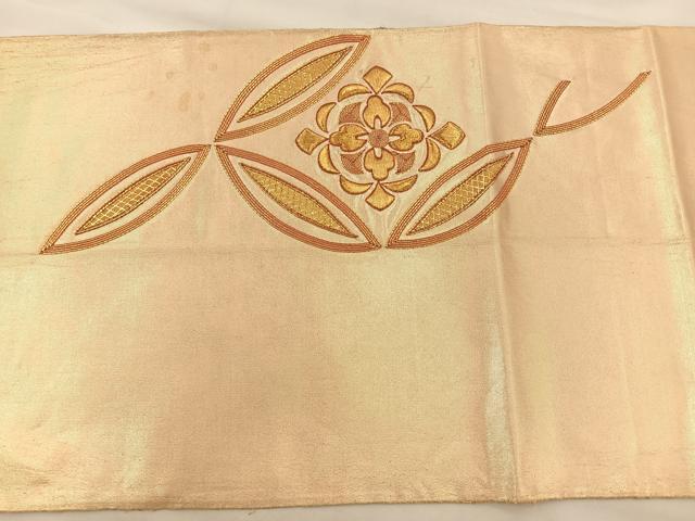 平和屋着物◎太鼓柄袋帯　総駒刺繍　七宝花文　金糸　引箔　三越扱い　正絹　逸品　BAAS7325hz