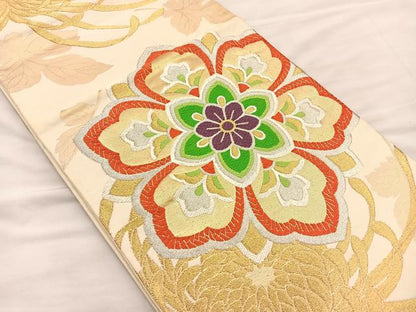 平和屋着物◎六通柄袋帯 唐織 乱菊 金銀糸 正絹 逸品 BAAS7327hz