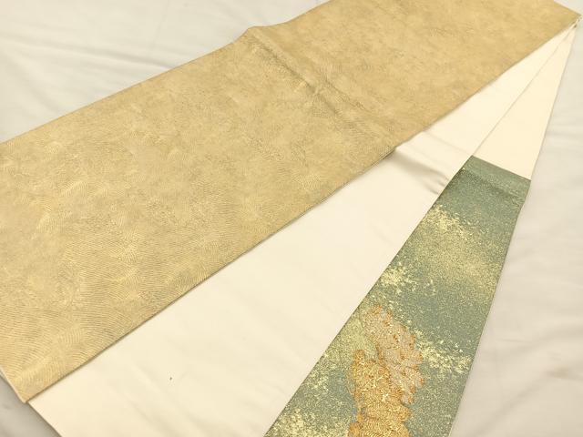 着物帯、正絹（金銀糸箔） 平和屋着物◎佐賀錦 六通柄袋帯 流水文 金銀糸 正絹 逸品