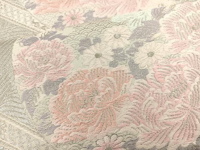 平和屋着物◎六通柄袋帯 唐織 蜀江文様 プラチナ箔 正絹 逸品 BAAS7340hz