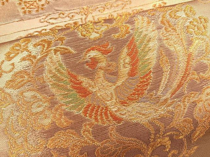 平和屋着物◎六通柄袋帯 横段花鳥文 金糸 引箔 正絹 逸品 BAAS7342hz