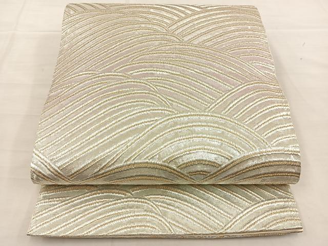 平和屋着物◎全通柄袋帯 立波文 金銀糸 正絹 逸品 BAAS7529xa