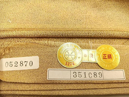 平和屋着物◎西陣 全通柄袋帯 霞文 引箔 正絹 逸品 BAAS7536xa