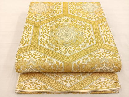 平和屋着物◎六通柄袋帯 亀甲花文 金銀糸 正絹 逸品 BAAS7541xa