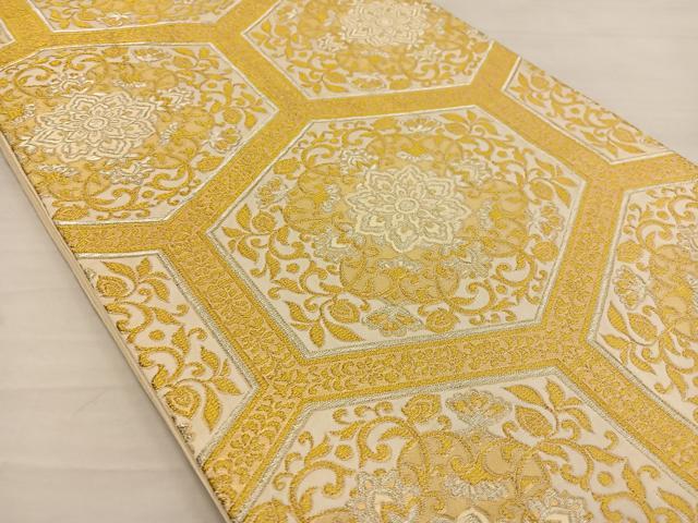 平和屋着物◎六通柄袋帯 亀甲花文 金銀糸 正絹 逸品 BAAS7541xa