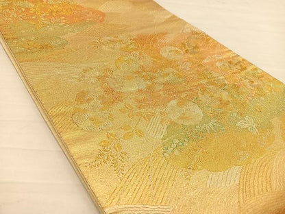 平和屋着物◎六通柄袋帯 草花文 金銀彩 正絹 逸品 BAAS7562xa