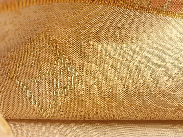 平和屋着物◎六通柄袋帯 草花文 金銀彩 正絹 逸品 BAAS7562xa