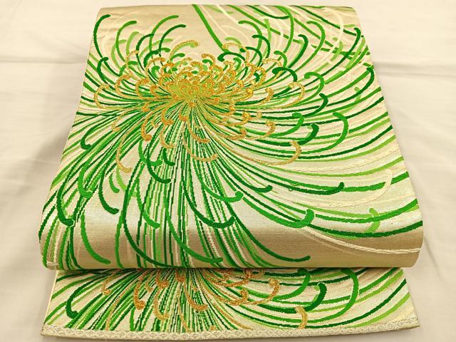 平和屋着物◎六通柄袋帯 唐織 乱菊 金糸 引箔 正絹 逸品 BAAS7570xa