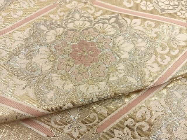 平和屋着物◎六通柄袋帯 天井花文 オーロラ箔 正絹 逸品 BAAS7576xa