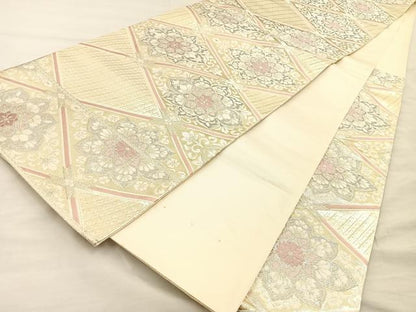 平和屋着物◎六通柄袋帯 天井花文 オーロラ箔 正絹 逸品 BAAS7576xa