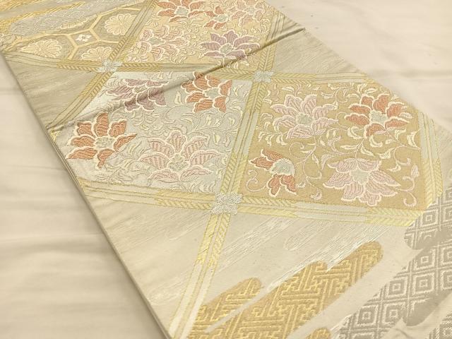 平和屋着物◎六通柄袋帯 唐織 天井更紗花文 金銀糸 正絹 逸品 BAAS7593xa