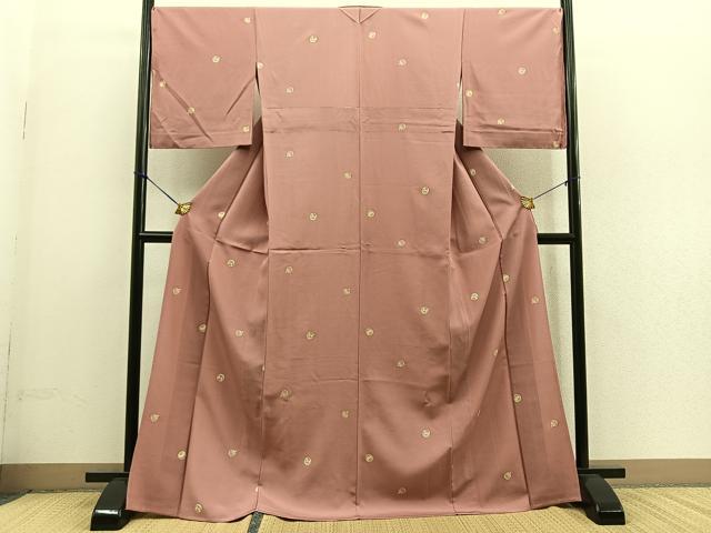 平和屋着物▽上質な小紋　単衣　鈴　鞠　金彩　ロング丈　正絹　逸品　未使用　BAAS7606ui