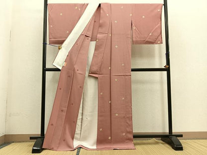 平和屋着物▽上質な小紋　単衣　鈴　鞠　金彩　ロング丈　正絹　逸品　未使用　BAAS7606ui