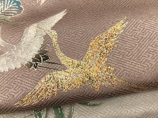 平和屋着物▽訪問着 単衣 飛鶴浜松文 暈し染め 金銀彩 正絹 逸品 BAAS7690ui