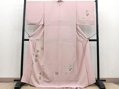 平和屋着物▽訪問着 単衣 駒刺繍 破れ色紙花文 金彩 正絹 逸品 未使用 BAAS7821yc