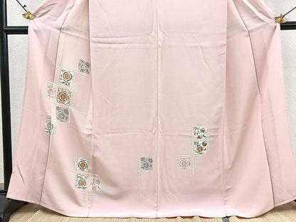 平和屋着物▽訪問着 単衣 駒刺繍 破れ色紙花文 金彩 正絹 逸品 未使用 BAAS7821yc