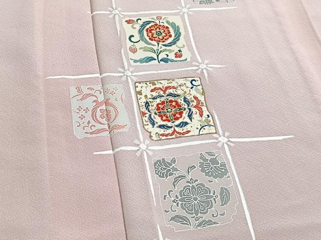 平和屋着物▽訪問着 単衣 駒刺繍 破れ色紙花文 金彩 正絹 逸品 未使用 BAAS7821yc