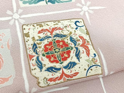 平和屋着物▽訪問着 単衣 駒刺繍 破れ色紙花文 金彩 正絹 逸品 未使用 BAAS7821yc