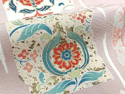 平和屋着物▽訪問着 単衣 駒刺繍 破れ色紙花文 金彩 正絹 逸品 未使用 BAAS7821yc