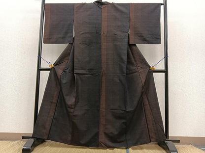 平和屋着物▽上質な紬 単衣 絣文様 正絹 逸品 BAAS7842yc