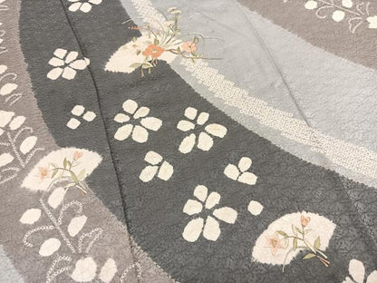平和屋着物▽訪問着 単衣 絞り 刺繍 七宝地紋 流線花文 金糸 正絹 逸品 BAAS8005yc