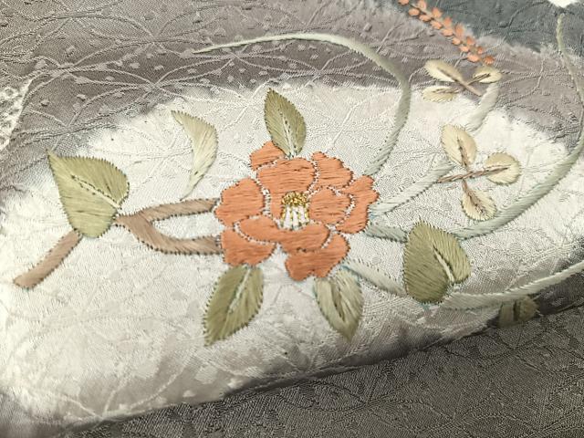 平和屋着物▽訪問着 単衣 絞り 刺繍 七宝地紋 流線花文 金糸 正絹 逸品 BAAS8005yc