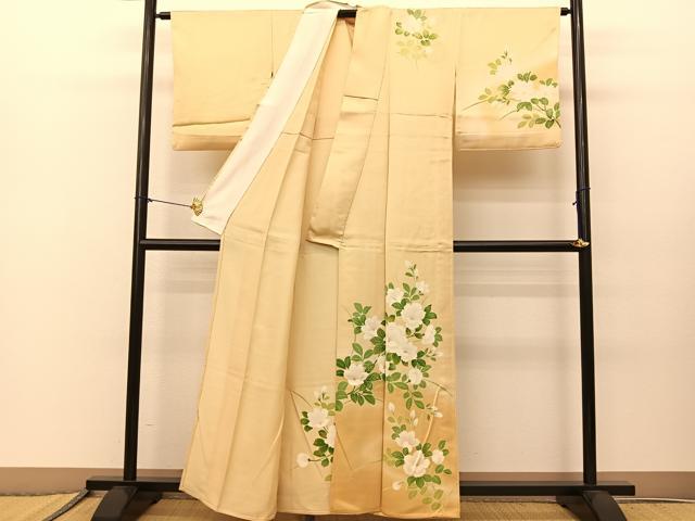 平和屋着物▽訪問着 単衣 枝花文 暈し染め 正絹 逸品 BAAS8015yc