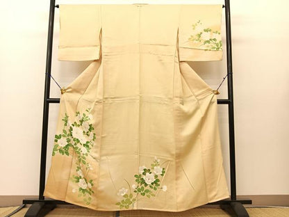 平和屋着物▽訪問着 単衣 枝花文 暈し染め 正絹 逸品 BAAS8015yc