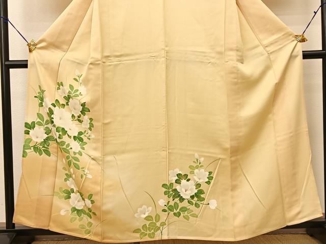 平和屋着物▽訪問着 単衣 枝花文 暈し染め 正絹 逸品 BAAS8015yc