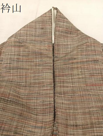 平和屋着物▽上質な紬 単衣 霞文 正絹 逸品 BAAS8028yc