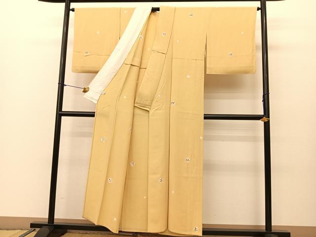 平和屋着物▽上質な小紋 単衣 絞り 幾何学文様 金彩 正絹 逸品 BAAS8038yc