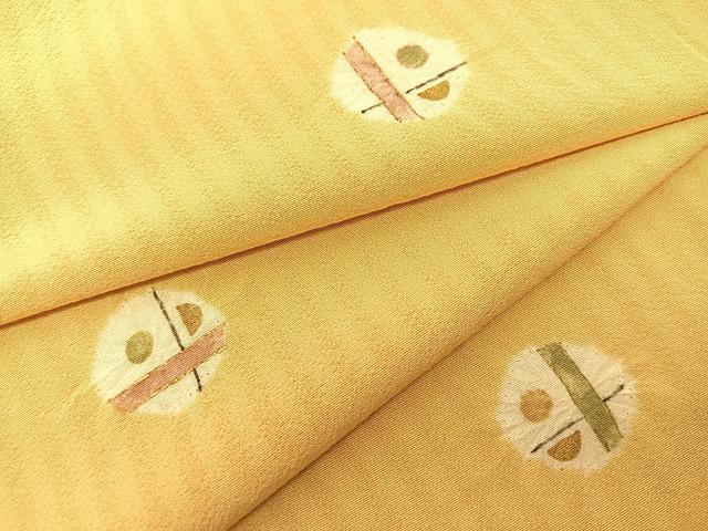 平和屋着物▽上質な小紋 単衣 絞り 幾何学文様 金彩 正絹 逸品 BAAS8038yc