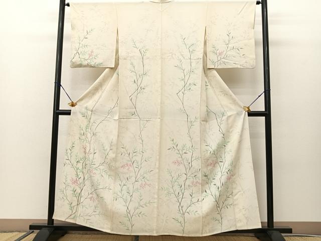 平和屋着物▽訪問着 単衣 手描き 南天文 正絹 逸品 BAAS8039yc