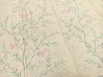 平和屋着物▽訪問着 単衣 手描き 南天文 正絹 逸品 BAAS8039yc