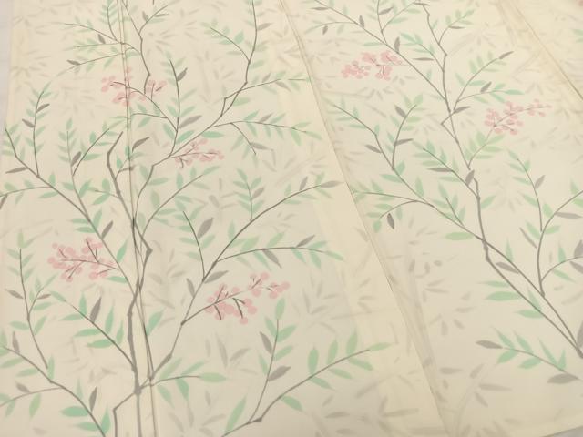 平和屋着物▽訪問着 単衣 手描き 南天文 正絹 逸品 BAAS8039yc