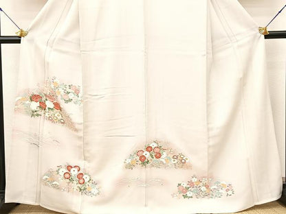 平和屋着物▽訪問着 単衣 秋草文 暈し染め 金銀彩 正絹 逸品 BAAS8043yc