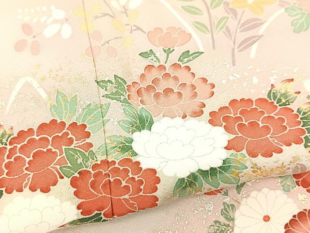 平和屋着物▽訪問着 単衣 秋草文 暈し染め 金銀彩 正絹 逸品 BAAS8043yc