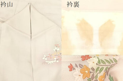 平和屋着物▽訪問着 単衣 秋草文 暈し染め 金銀彩 正絹 逸品 BAAS8043yc