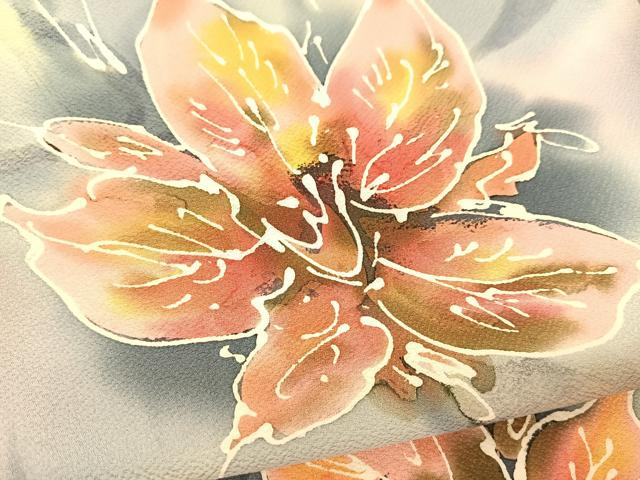 平和屋着物▽上質な小紋 単衣 舞花文 暈し染め 正絹 逸品 未使用 BAAS8049yc
