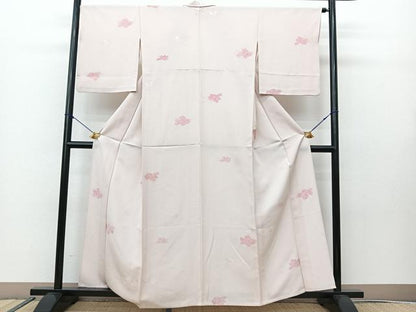 平和屋着物▽上質な小紋 単衣 地紋起こし 舞花文 正絹 逸品 BAAS8060yc