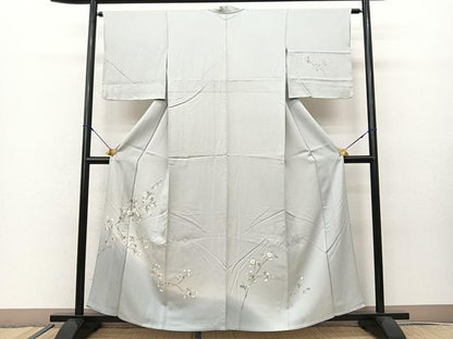 平和屋着物▽訪問着 単衣 枝花文 暈し染め 正絹 逸品 BAAS8064yc