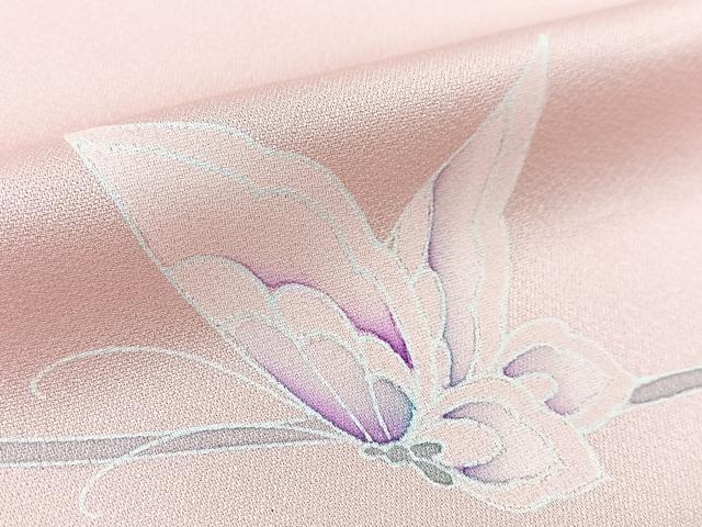 平和屋着物▽訪問着 単衣 花蝶文 暈し染め 金銀彩 正絹 逸品 BAAS8068yc