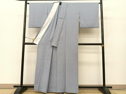 平和屋着物▽色無地 単衣 淡藤色 鬼しぼ縮緬 洗える着物 BAAS8179yc